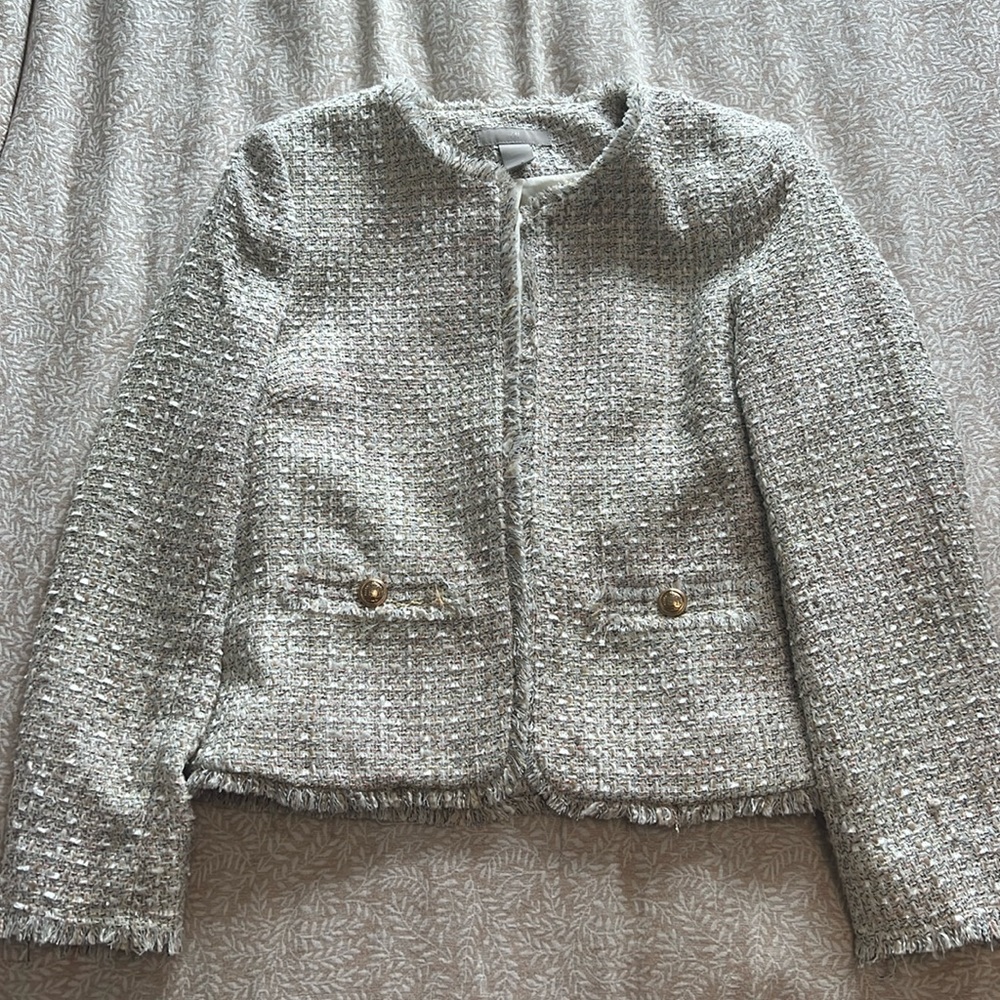 H&M Cream Blazer with Textured Knit Design - Picture 6 of 9